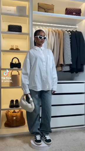 White shirt and denim trouser outfit idea