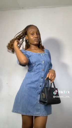 Denim dress outfit idea 

cc: Classic Ria