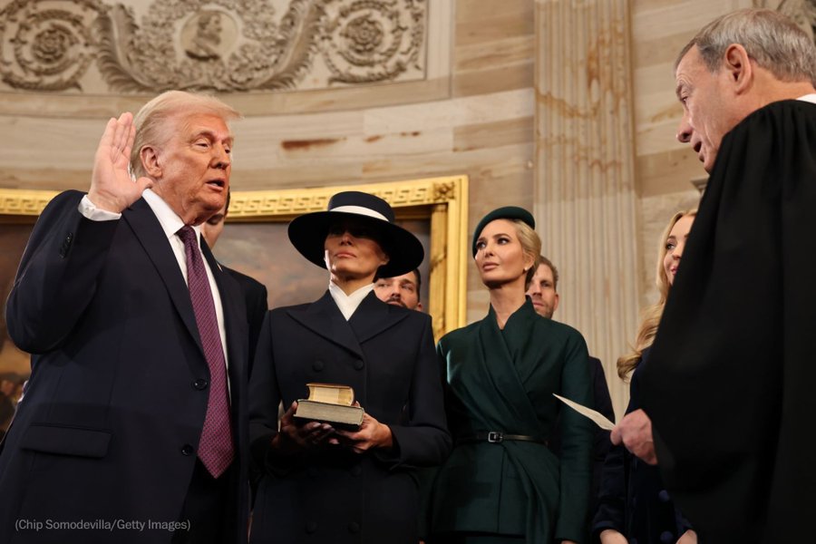 The swearing in of Donald Trump as the 47th President of the United States
