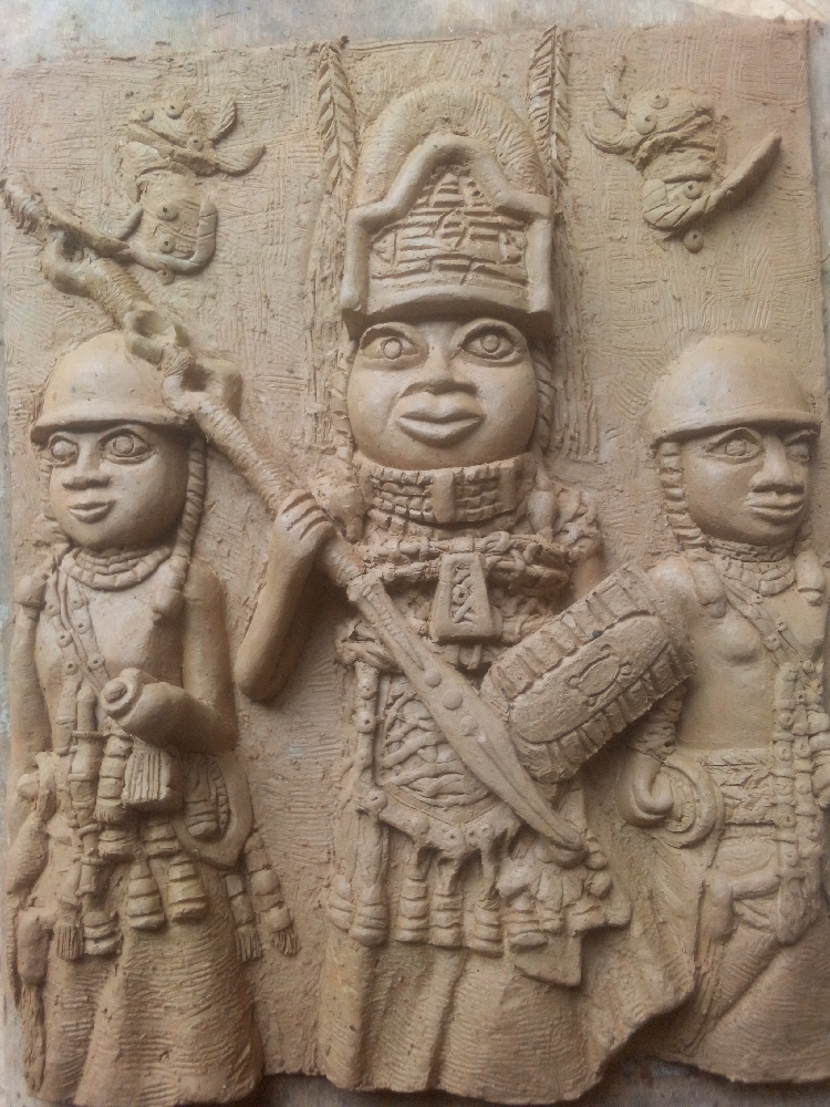 the Benin ancient art of a Benin King embarking on a battle 